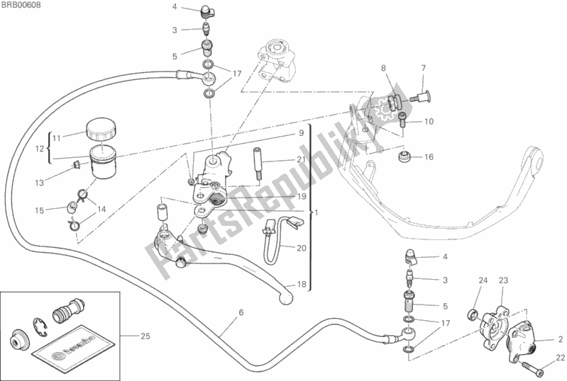 All parts for the Clutch Master Cylinder of the Ducati Multistrada 1260 ABS Thailand 2019